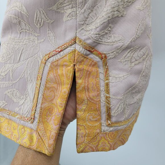 Vtg 80s Silk Embroidered Paisley Vest Sz M Gold Demask Medieval Renaissance - Picture 8 of 11